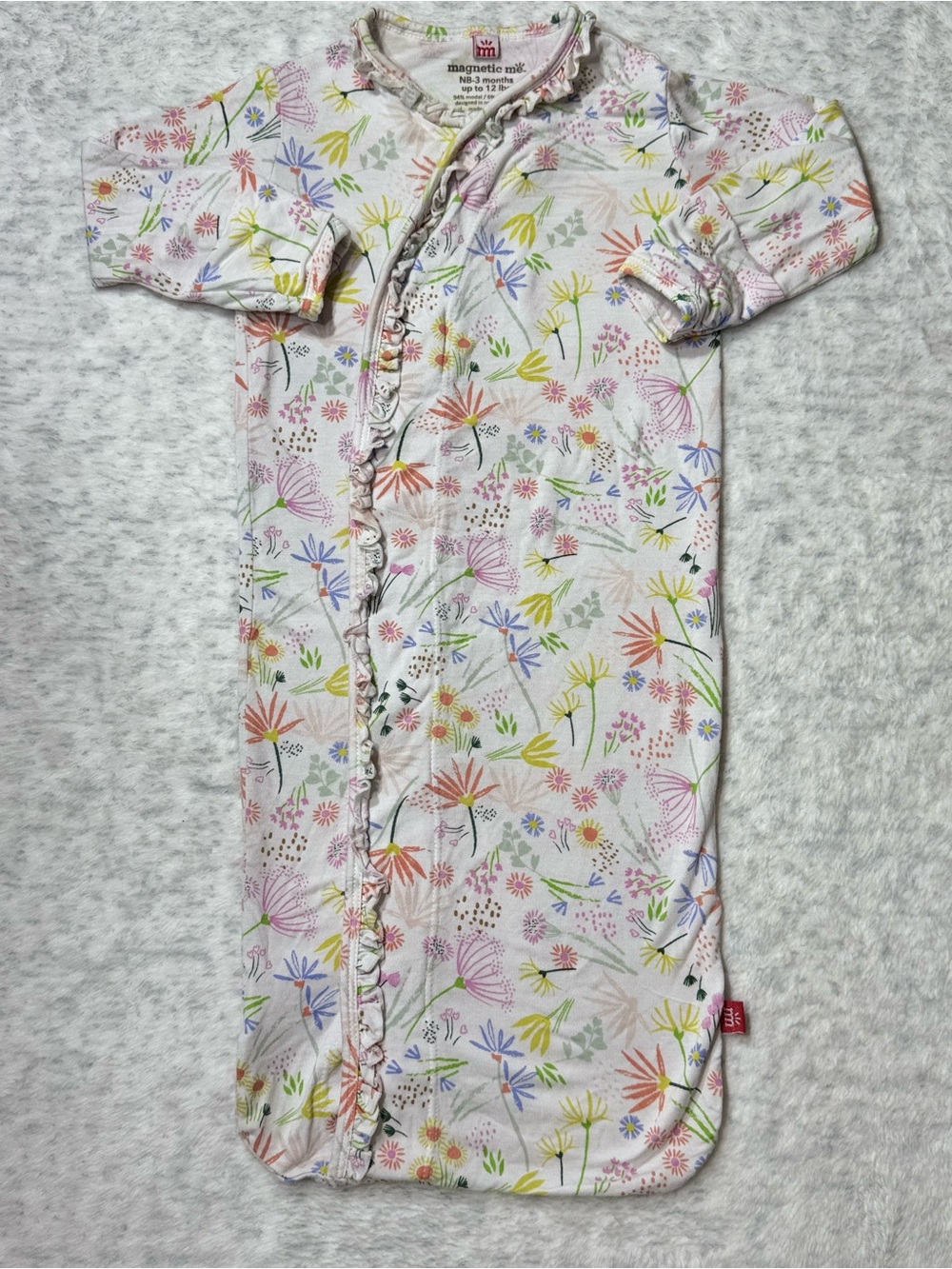 Magnetic Me Neon Spring Floral Ruffle Gown Newborn 3M Baby Girl Modal Colorful